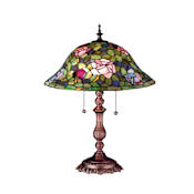 Meyda Tiffany Tiffany Two Light Up Lighting Table Lamp from the Rosebush Collection Mahogany Bronze