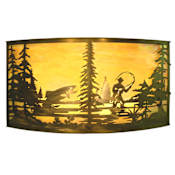Meyda Tiffany Tall Pines 42" Wide 4 Light Wall Washer with Mica Glass Shade Craftsman Brown