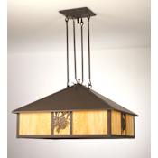 Meyda Tiffany 5 Light 53-1/2" Wide Pendant with Handmade Shade Timeless Bronze