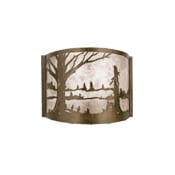 Meyda Tiffany 12" Wide ADA Compliant Single Light Wall Sconce with Mica Glass Shade Antique Copper