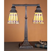 Meyda Tiffany Vintage Craftsman / Mission Table Lamp from the Prairie Corn Collection Mahogany Bronze