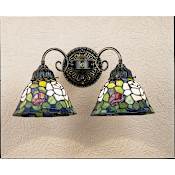 Meyda Tiffany Tiffany Rosebush 18" Wide 2 Light Double Sconce with Stained Glass Shades Tiffany Glass
