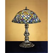 Meyda Tiffany Stained Glass / Tiffany Accent Table Lamp from the Tiffany Fishscale Collection Tiffany Glass