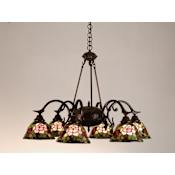 Meyda Tiffany Stained Glass / Tiffany 6 Light Down Lighting Chandelier from the Fixtures Collection Tiffany Glass