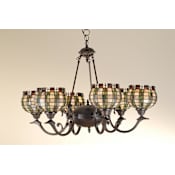 Meyda Tiffany Stained Glass / Tiffany 6 Light Up Lighting Chandelier from the Fixtures Collection Tiffany Glass