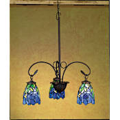 Meyda Tiffany Stained Glass / Tiffany 3 Light Down Lighting Chandelier from the Fixtures Collection Tiffany Glass