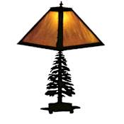 Meyda Tiffany Lodge Table Lamp from the Pine Tree Collection Black / Honey Art Glass