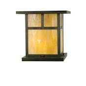 Meyda Tiffany Two Light Up Lighting Pier Mount Post Light from the Hyde Park Collection Craftsman Brown