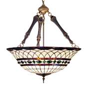 Meyda Tiffany 3 Light 24" Wide Pendant with Handmade Shade Mahogany Bronze