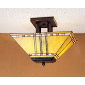 Meyda Tiffany Craftsman / Mission Semi-Flush Ceiling Fixture Tiffany Glass