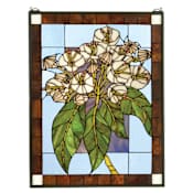 Meyda Tiffany Tiffany Stained Glass Rectangular Window Pane from the Mountain Laurel Collection Solid Brass