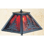 Meyda Tiffany Lodge Style Accent Table Lamp from the Pine Tree Collection Black / Burgundy Art Glass