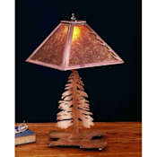 Meyda Tiffany Lodge Style Table Lamp from the Pine Tree Collection Antique Copper / Silver Mica