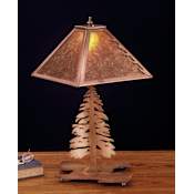 Meyda Tiffany Lodge Table Lamp from the Pine Tree Collection Antique Copper / Amber Mica