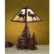 Meyda Tiffany Lamps Table Lamps Table Lamps from the Moose series Rust / Beige Art Glass