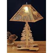 Meyda Tiffany Table Lamp from the Moose Collection Rust / Silver Mica