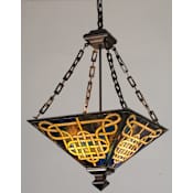 Meyda Tiffany 4 Light 24" Wide Pendant with Handmade Shade Mahogany Bronze