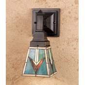 Meyda Tiffany Stained Glass / Tiffany Down Lighting Wall Sconce from the Comanche Mission Collection Tiffany Glass