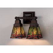 Meyda Tiffany Stained Glass / Tiffany 2 Light 12" Wide Bathroom Fixture from the Prairie Dragonfly Collection Tiffany Glass