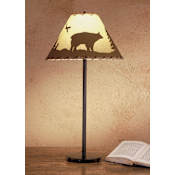 Meyda Tiffany Table Lamp from the Parchment & Rawhide Collection Mahogany Bronze