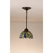Meyda Tiffany Stained Glass / Tiffany Mini Pendant from the Honey Locust Collection Mahogany Bronze