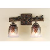 Meyda Tiffany Pinecones 2 Light 16" Wide Bathroom Fixture with Painted Pinecone Shades Tiffany Glass