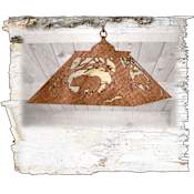 Meyda Tiffany 2 Light 22-1/2" Wide Pendant with Handmade Shade Antique Copper / Silver Mica