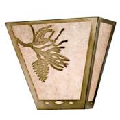 Meyda Tiffany Pinecone 13" Wide 2 Light Wall Washer with Mica Glass Shade Antique Copper