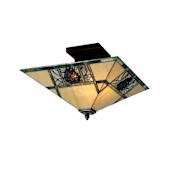 Meyda Tiffany Two Light Down Lighting Semi-Flush Mount Ceiling Fixture from the Pinecone Collection Mahogany Bronze