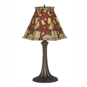 Meyda Tiffany Asian Single Light Up Lighting Table Lamp from the Oriental Peony Collection Mahogany Bronze