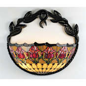 Meyda Tiffany Colonial Tulip 17" Wide 2 Light Wall Washer with Stained Glass Shade Mahogany Bronze