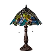 Meyda Tiffany Spiral Grape Stained Glass / Tiffany Accent Table Lamp Mahogany Bronze