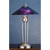 Meyda Tiffany Table Lamp from the Metro Table Lamp Collection Purple / Clear Dicro Triangles