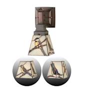 Meyda Tiffany Early Morning Visitors 5" Wide Single Light Wall Sconce with Stained Glass Shade Bronze