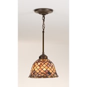 Meyda Tiffany Single Light 8" Wide Mini Pendant with Handmade Shade Mahogany Bronze