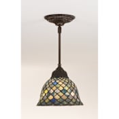 Meyda Tiffany Stained Glass / Tiffany Single Light Mini Pendant from the Fishscale Collection Mahogany Bronze