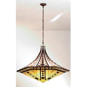 Meyda Tiffany Stained Glass / Tiffany Six Light Bowl Pendant from the Mesa Mission Collection Mahogany Bronze