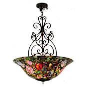 Meyda Tiffany Six Light Down Lighting Bowl Pendant from the Rosebush Collection Wrought Iron