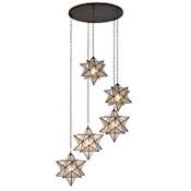 Meyda Tiffany 5 Light 45" Wide Multi Light Pendant with Handmade Shade Black