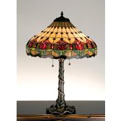Meyda Tiffany Stained Glass / Tiffany Table Lamp from the Colonial Tulip Collection Mahogany Bronze