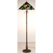 Meyda Tiffany Stained Glass / Tiffany Floor Lamp from the Spiral Grape Collection Mahogany Bronze