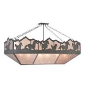 Meyda Tiffany Six Light Down Lighting Island / Billiard Fixture from the Horses Collection Timeless Bronze