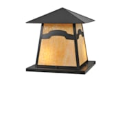 Meyda Tiffany Stillwater Mountain View 2 Light Outdoor Post Mount Lantern with Amber Mica Glass Shade Bronze