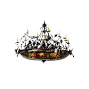 Meyda Tiffany Greenbriar Oak 18 Light 48" Wide Taper Candle Chandelier Antique Copper