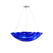 Meyda Tiffany 24" W Azul Fused Glass Inverted Pendant Brushed Nickel / Blue