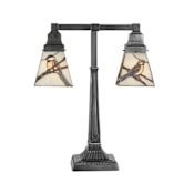 Meyda Tiffany 19.5" H Early Morning Visitors 2 Light Table Lamp Seafoam Beige Grey