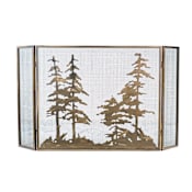 Meyda Tiffany 60" W X 34" H Tall Pines Folding Fireplace Screen Antique Copper Mesh