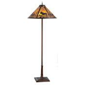 Meyda Tiffany 60" H Moose Creek Floor Lamp Mahogany Bronze / Amber Mica