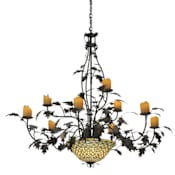 Meyda Tiffany Diamond and Jewel 9 Light 63" Wide Pillar Candle Style Chandelier Timeless Bronze