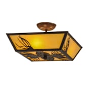 Meyda Tiffany Mountain Pine 3 Light 22" Wide Semi-Flush Ceiling Fixture - Cafe-Noir Finish Cafe-Noir